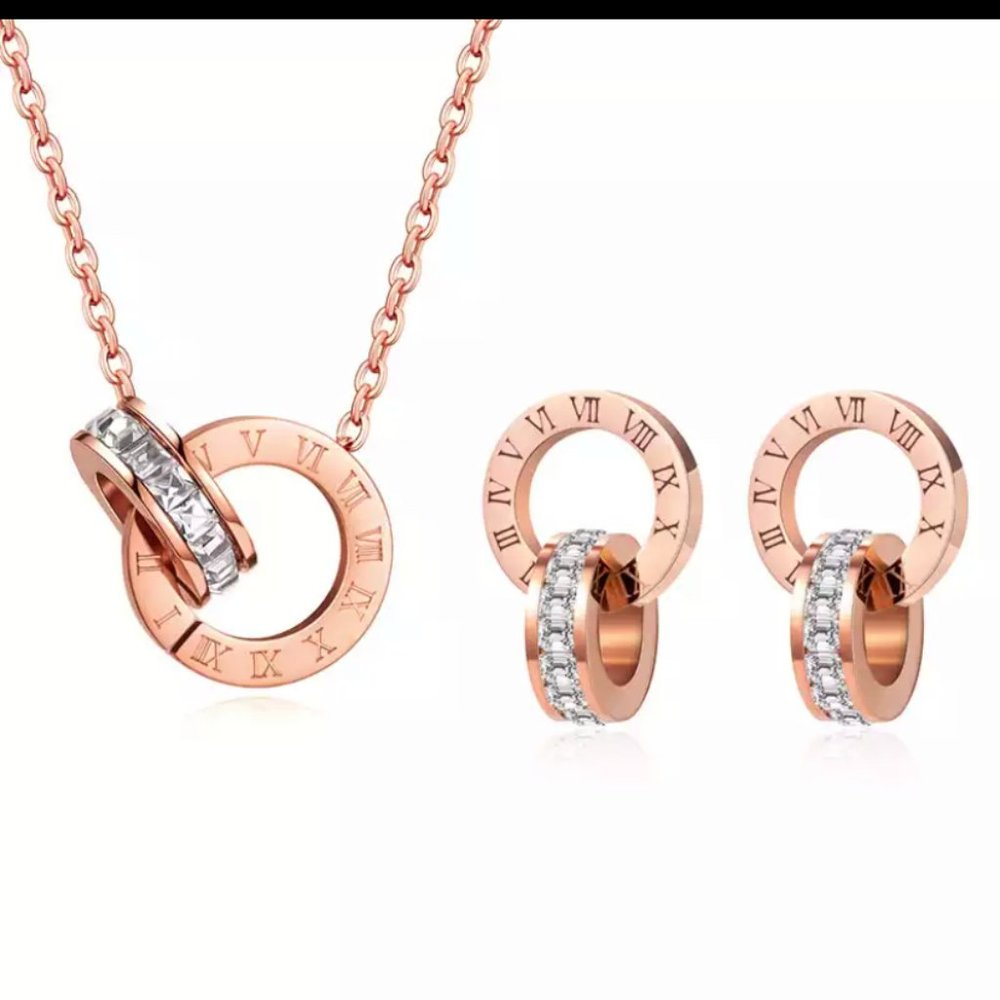 149.  NEW!!  Rose Gold Stainlees Steel Jewellery Set